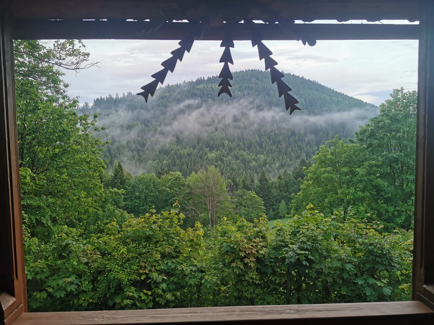 cabin view — mountains instead of a tv